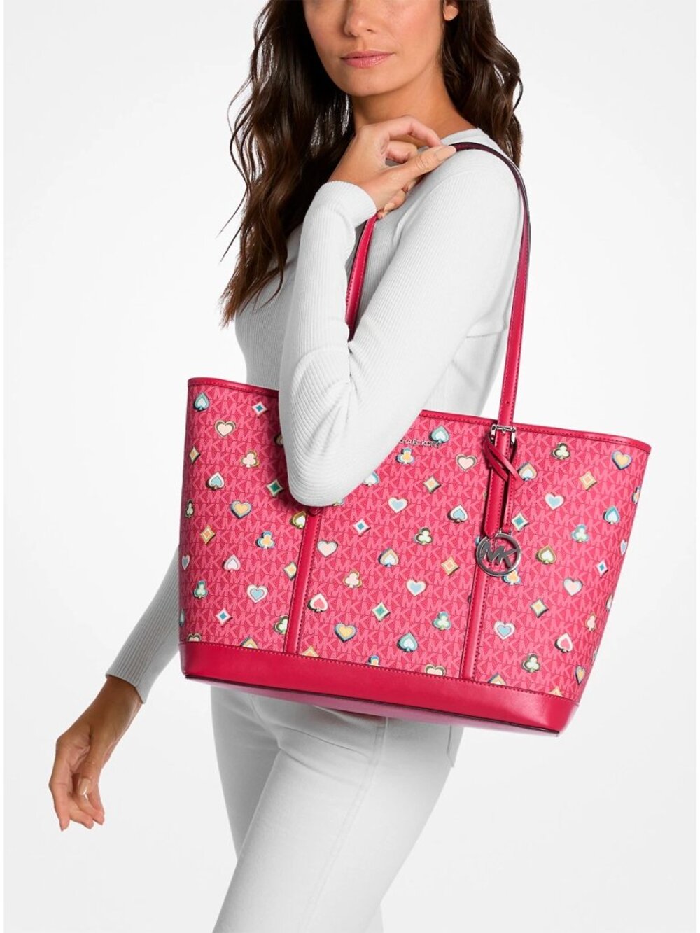 S Michael Kors Jet Set Large Pink Tote Bag Purse 35F5STVT3U NWT $358 - Picture 4 of 5